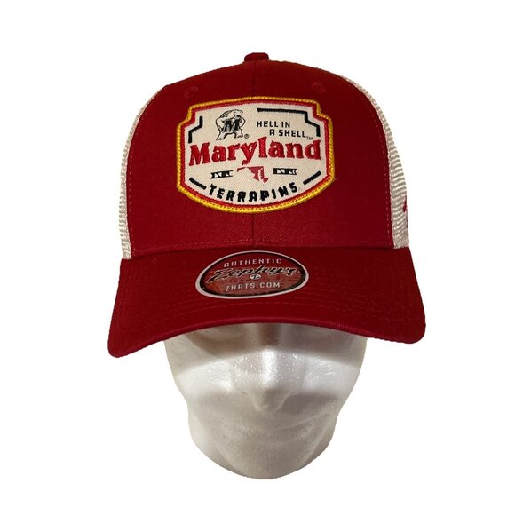 Maryland Terrapins Patch Embroidered Mesh Zephyr Trucker Snapback Hat - Picture 2 of 6